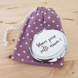 Miroir de poche personnalisable "Merci pour cette année" (+ pochette coton offerte)