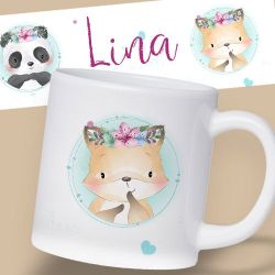 Mug résistant pour enfant personnalisé Animaux fleuris