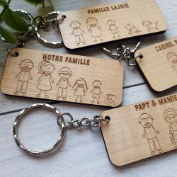 Porte clé personnalisable en bois Notre famille