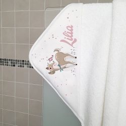 Cape de bain personnalisée en éponge | pour enfant | avec prénom | modèle Daim