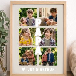 Affiche personnalisée Papa 6 photos – cadeau papa avec prénoms des enfants