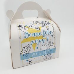 Box / boîte cadeau avec message personnalisé - motif fêtes