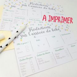 ** A imprimer ** Cartons de jeu "Prédictions sur la naissance" - Baby shower