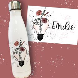 f Gourde ou bouteille personnalisée enfant adulte ampoule fleurs