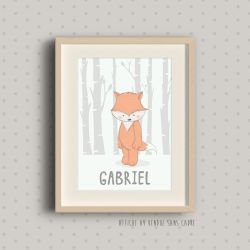 Affiche à encadrer pour chambre d'enfant - Gabriel - Renard