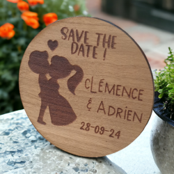 Magnets Save the date personnalisées| | Remerciement | Mariage | en bois Couple