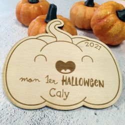 Plaque en bois bois gravée Mon 1er Halloween