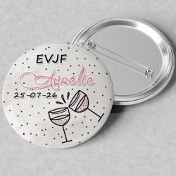 Badges EVJF rond grand format en métal - modèle T'chin !