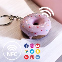 Porte clés NFC Donut rose pour partager les photos avec vos proches !