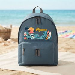 Sac à dos école enfant personnalisé avec prénom | Surf - Couleur Bleu pétrole Grand 18L