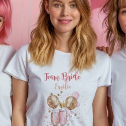 Tshirt EVJF Mariage blanc motif Champagne