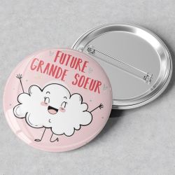 Badge rond grand format en métal Future grande soeur - 45 mm