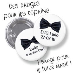 Badges EVG rond grand format en métal - modèle Noeud papillon