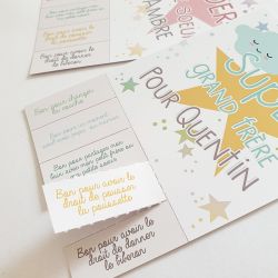 Cartes avec bons détachables personnalisées pour les grands frères / grandes soeurs