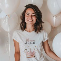 Tshirt EVJF Mariage blanc modèle "Reine du WE"