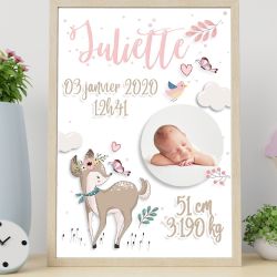 Affiche de naissance personnalisée Daim