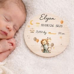 Plaque naissance bois 13 cm à remplir