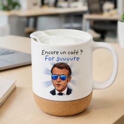 Mug base liège - Macron et ses lunettes For sure