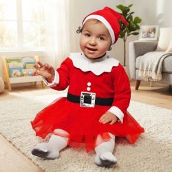 Robe de Noël tulle et velours + bonnet - 12/24 mois