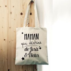 Tote bag personnalisé Maman qui déchire avec prénom(s)