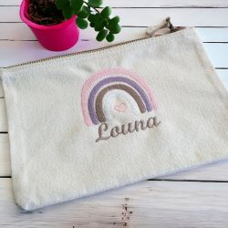 Pochette coton Rainbow brodée avec prénom