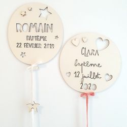 Ballon de baptême en bois personnalisé