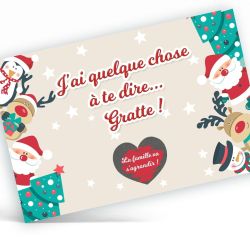 Carte à gratter Noël "J'ai quelquechose à te dire !"|La famille va s'agrandir|Annonce grossesse