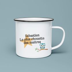 Tasse émaillée personnalisable Chouette maître