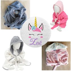 Peignoir enfant brodé Licorne