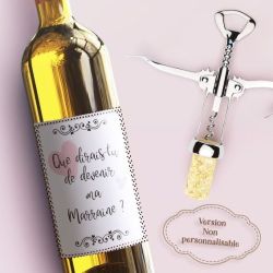 Etiquette bouteille vin Demande à la marraine