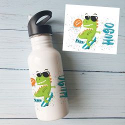 Gourde ou bouteille personnalisée pour enfant Dino Skate