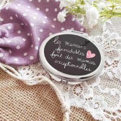 Miroir de poche les mamans formidables font des mamies exceptionnelles (+ pochette coton en cadeau) (version noire)