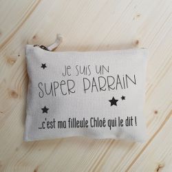 Pochette coton personnalisable pour super parrain