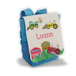 Sac à dos pour enfant personnalisé avec prénom modèle engins agricoles