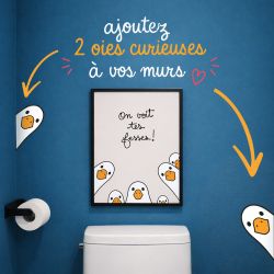 Lot de 2 stickers muraux Oies curieuses  "on voit tes fesses"