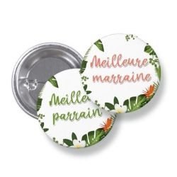 Duo de badges ronds Meilleur parrain et meilleure marraine tropical