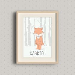 Affiche renard personnalisée pour chambre d’enfant avec prénom