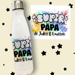 Gourde ou bouteille personnalisée Super papa | Cadeau fête des pères