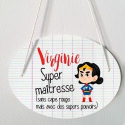 Plaque porte personnalisable - Super maîtresse - salle de classe