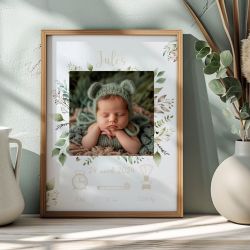 Affiche de naissance personnalisée Boho avec photo