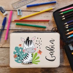 Trousse remplie crayons feutres personnalisée Zèbre